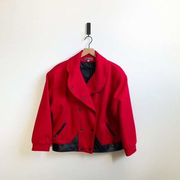 CLASSIC WOOL LEATHER RED BOMBERS